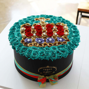 Бирюзовые розы "Её величество" от 131 шт.