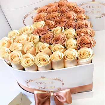 51 кофейная роза - сердце