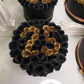 51 черная роза с золотой датой 51 черная роза с золотой датой