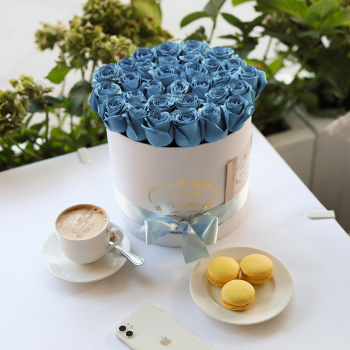 25 голубых роз в коробке 25 голубых роз в коробке