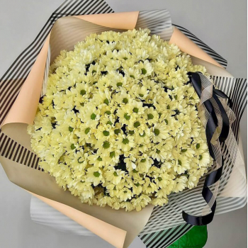 101 зеленая хризантема в букете