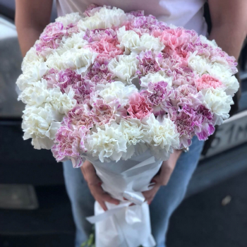 25 нежно-крашеных гвоздик в букете