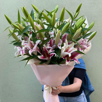 29 розовых лилий в букете