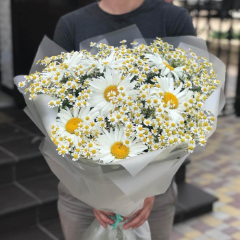 Микс из 35 ромашек в букете Микс из 35 ромашек в букете