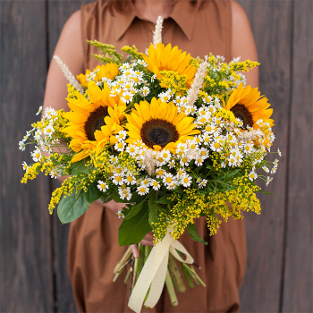 Подсолнухи с ромашками - 45 шт.