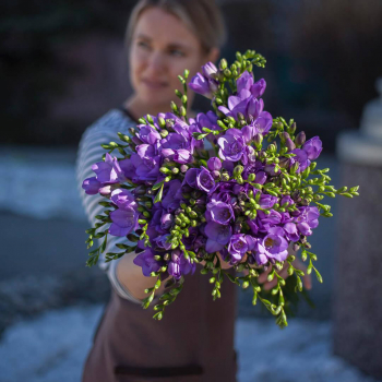 41 фиолетовая фрезия в букете