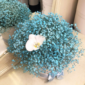 15 бирюзовых гипсофил с орхидей