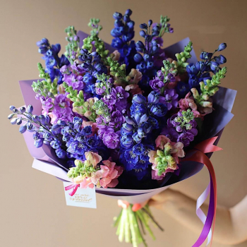 19 сиреневых дельфиниумов