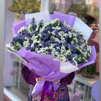 51 бело-фиолетовая статица в букете 51 бело-фиолетовая статица в букете