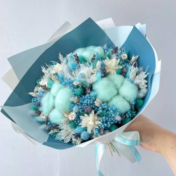 Бирюзовый букет из сухоцветов - 25 шт.