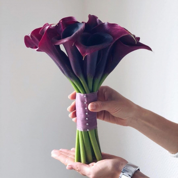 Букет невесты из бордовых калл - 9 шт. Букет невесты из бордовых калл - 9 шт.