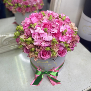 Гортензии с эустомой в миксе - 31 шт.