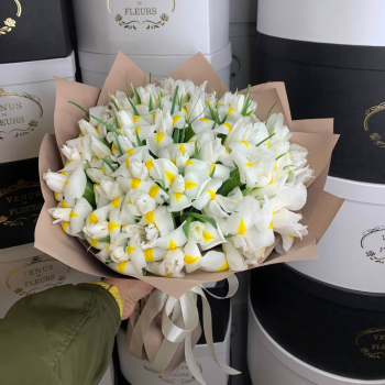 51 белый ирис в букете 51 белый ирис в букете