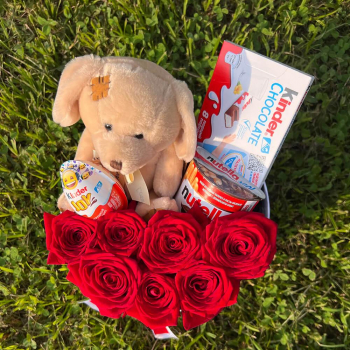 Красные розы с мишкой - 17 шт. Красные розы с мишкой - 17 шт.