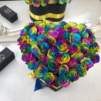 41 радужная роза - сердце