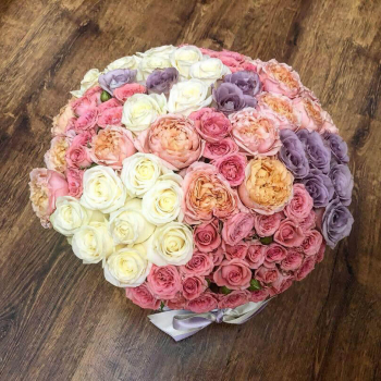 Микс с пионовидными розами - 41 шт.