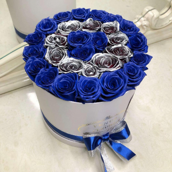 Сине-серебряные розы - 29 шт.