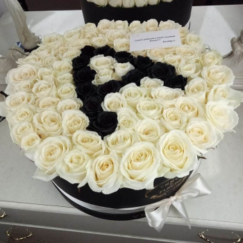 81 белая роза с черной буквой 81 белая роза с черной буквой