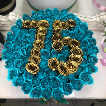 81 бирюзовая роза с датой