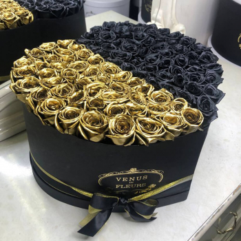 81 черно-золотая роза в сердце