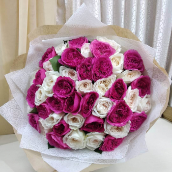 Микс из пионовидных роз от 19 шт.