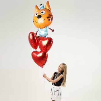 Облако сердец с коржиком - 4 шт.