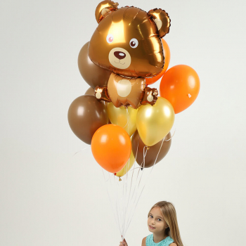 Облако шаров с мишкой - 11 шт.