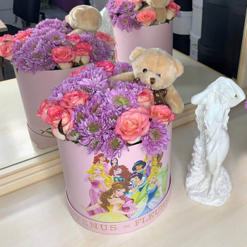 Хризантемы с розами - 15 шт.